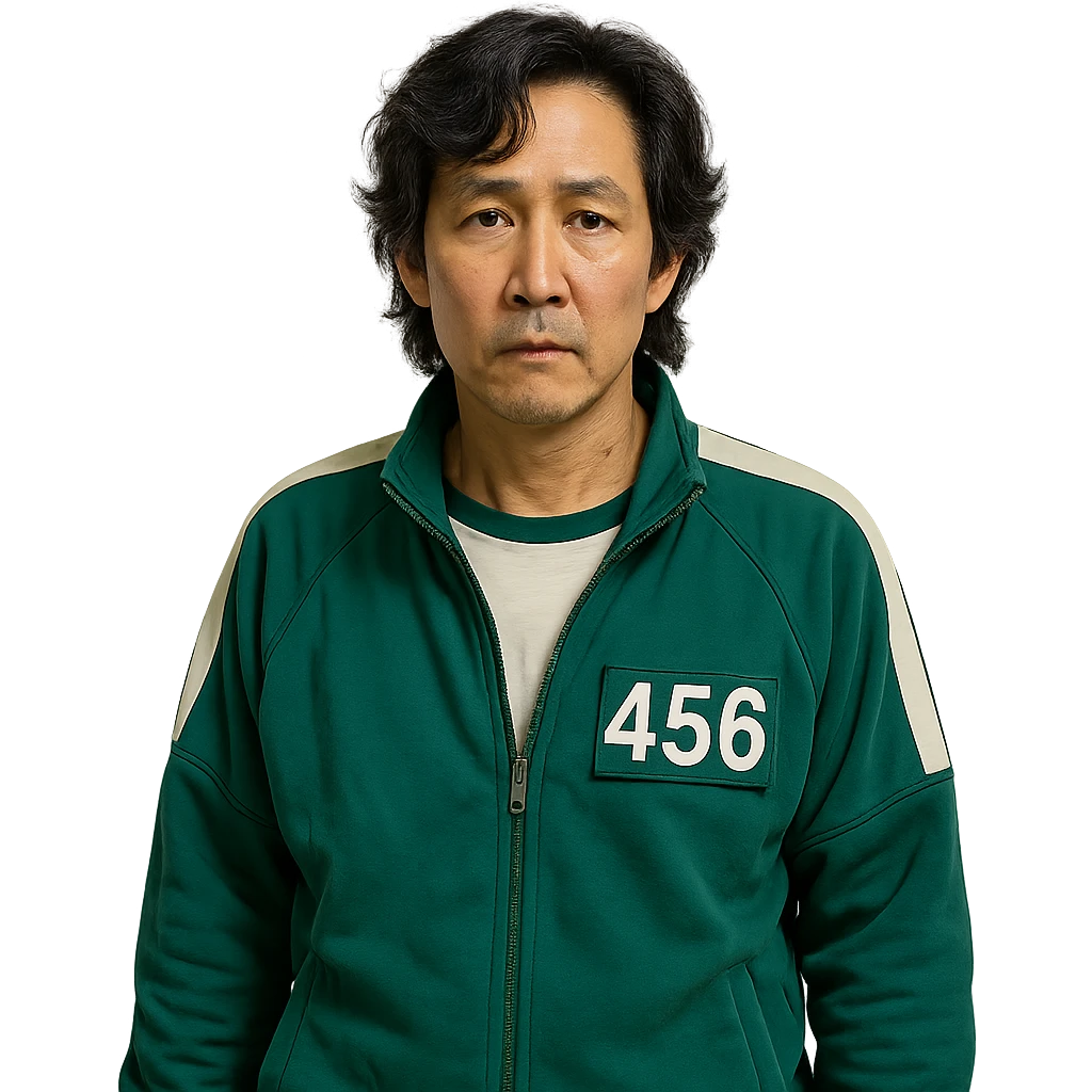 Squid Game Season 2 different main character, clear depiction, individual character, no specific art style emoji