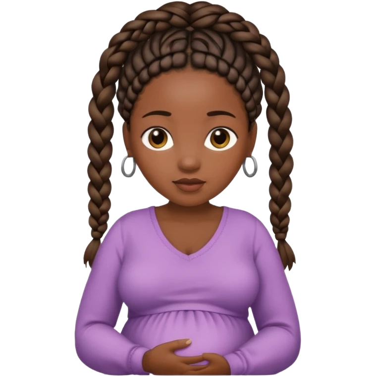 pregnant black woman with braids emoji