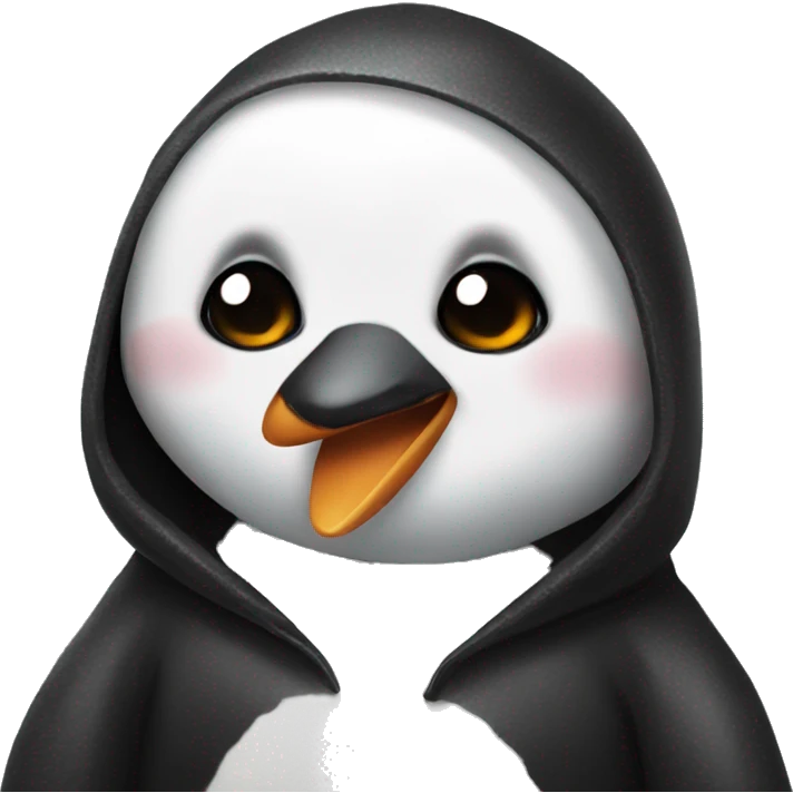 A very cute penguin with a panda hoodie emoji