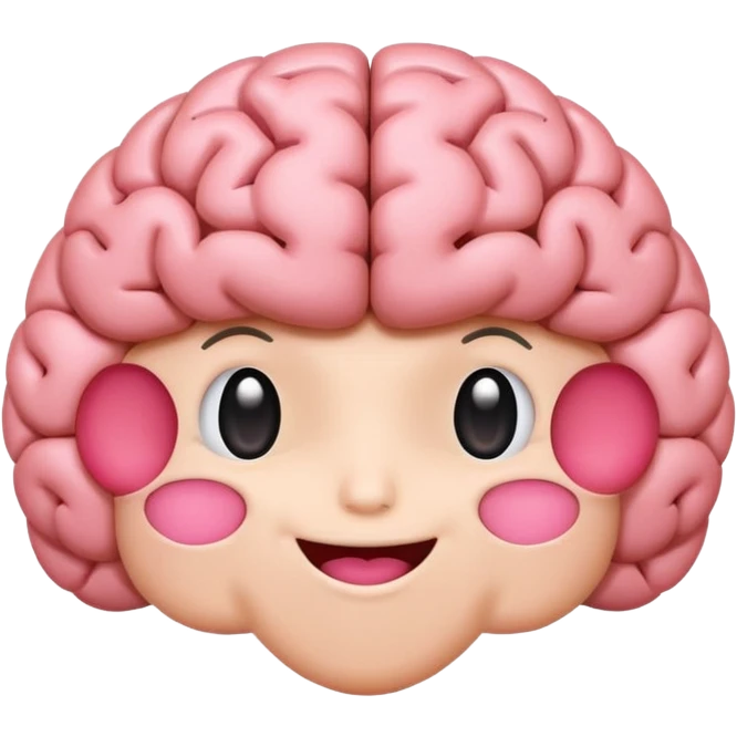 brain with cute face emoji