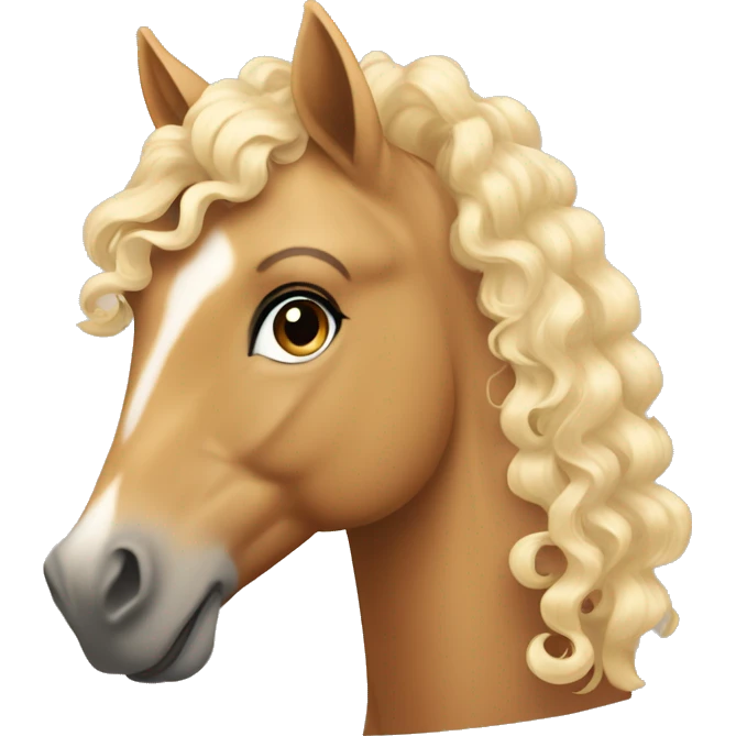 A palomino horse with a tan girl with curly hair  emoji