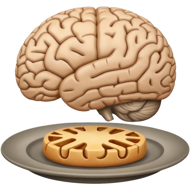 Brain on a plate next to head  emoji