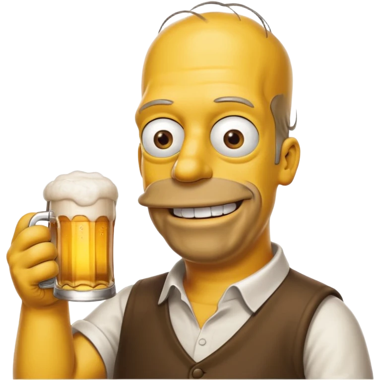 homer simpson smiling with a beer emoji