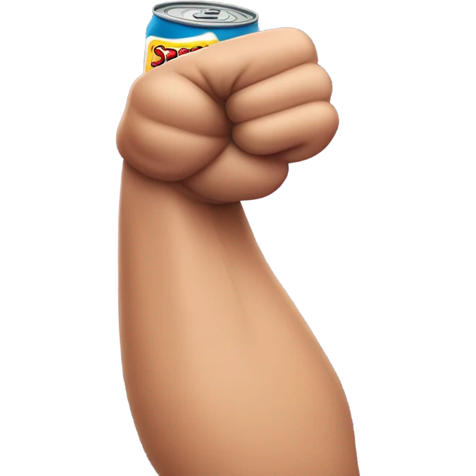 Arm with bicep flexing holding can of spam  emoji