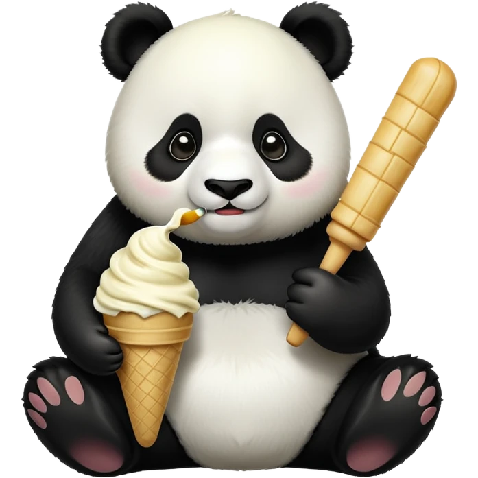 Panda eating ice cream emoji