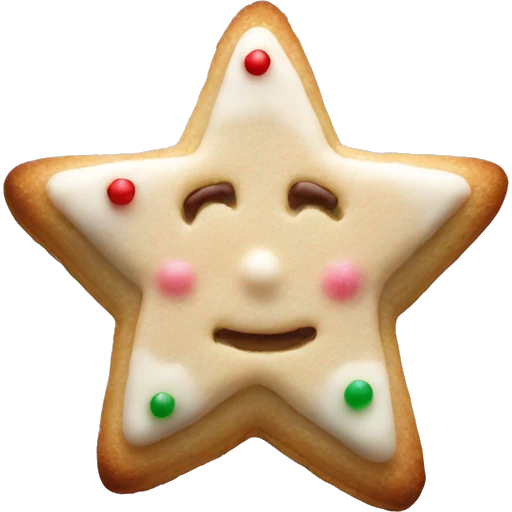 Single Christmas Cookie star shaped sugar glazed  emoji