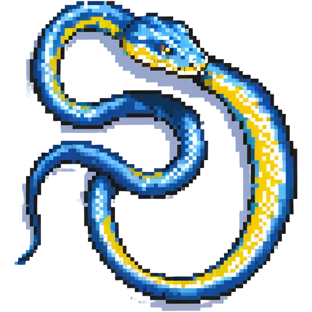 Minimalist Python programming language logo with simplified blue and yellow snake silhouette emoji