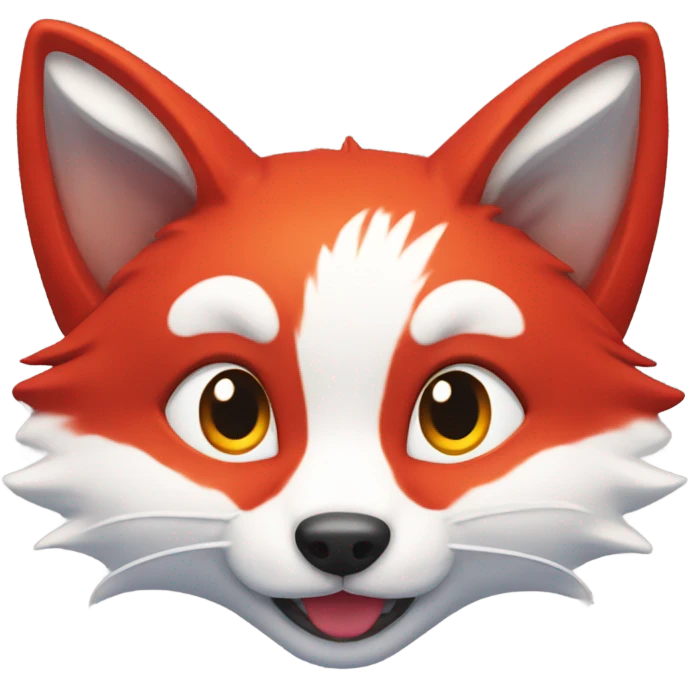 Kitsune head, red and white, happy face emoji