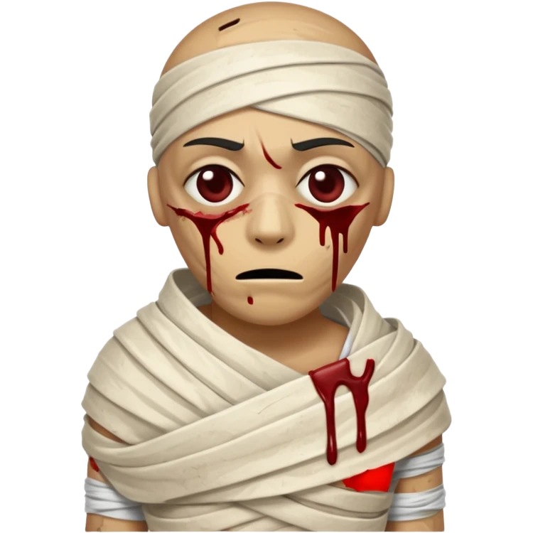 halloween mummy with blood stains semi-covered eyes emoji
