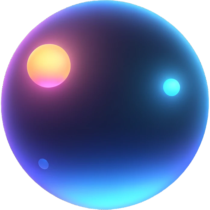 Floating holographic orb with a soft glow — a little futuristic, particles. emoji