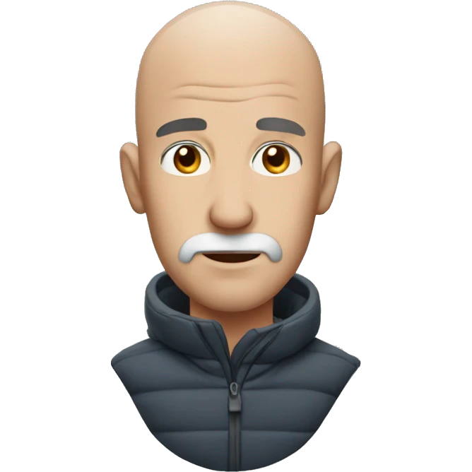 A bald man freezing in the snow emoji