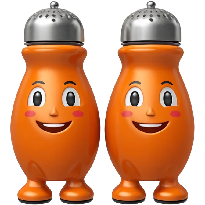 make a salt and pepper but make the pepper orange and make them both have legs and faces
 emoji