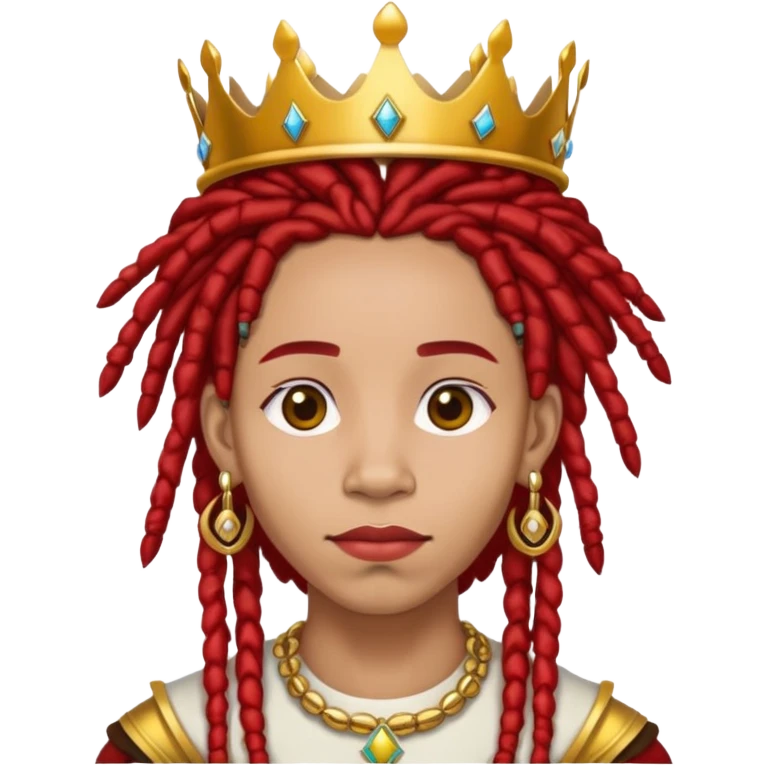 lightskin with red tipped dreads, hooped gold earrings, wearing a crown emoji