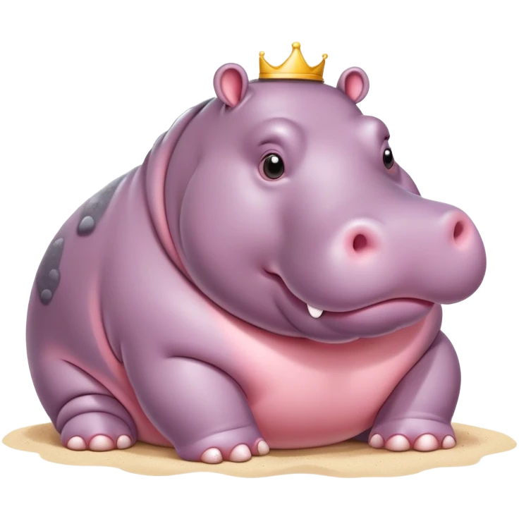 Fat hippo with blush and lashes on beach  emoji