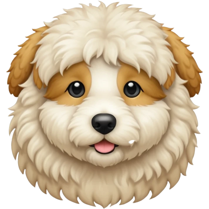 Can you make me an emoji of a white mini golden-doodle no brown in his fur with black eyes? emoji