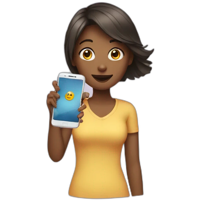 Girl holding a phone emoji