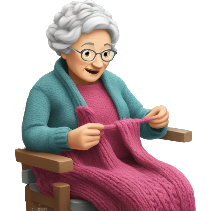granny knitting emoji