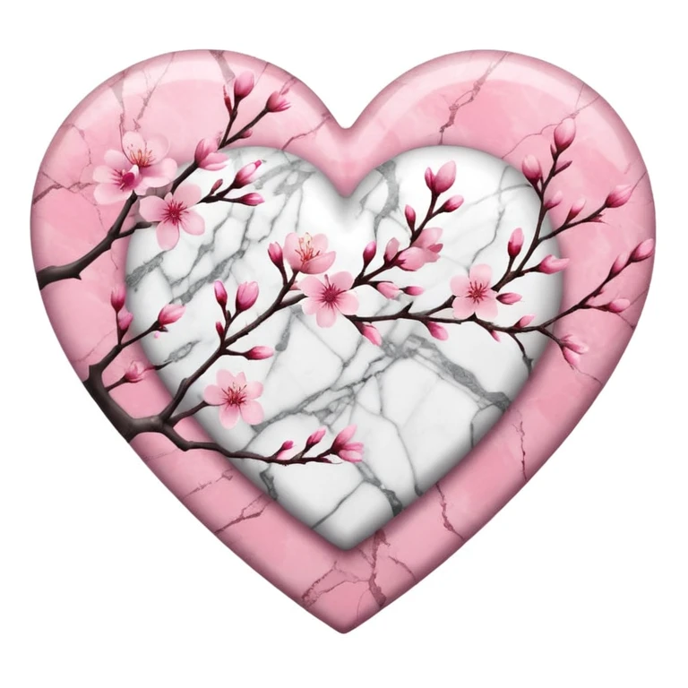 heart with sakura and marble texture emoji