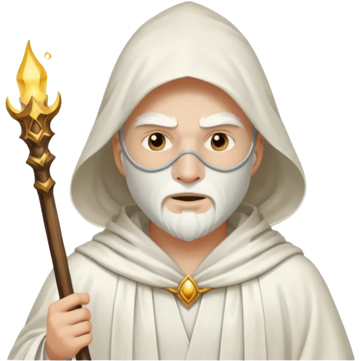 A wizard in white with white mask emoji