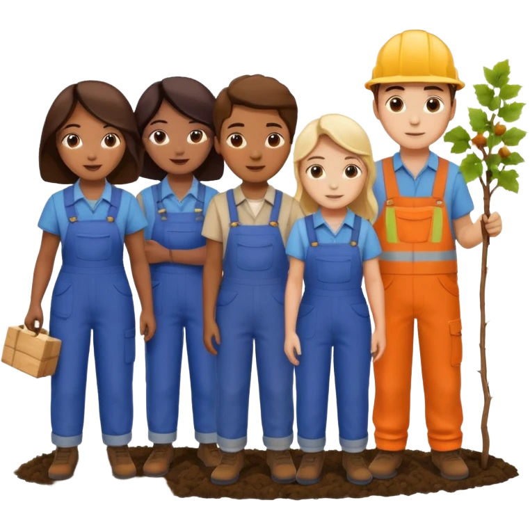 Make a photo of 5 project managers, specificly 3 girls and 2 boys, that are making project for improvment of the vineyard emoji