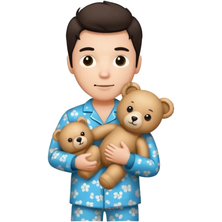 rock & roll fan wearing pajamas and holding a teddy bear emoji
