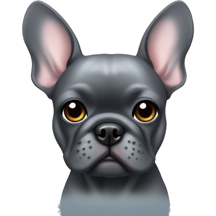 Dark grey frenchie cold emoji