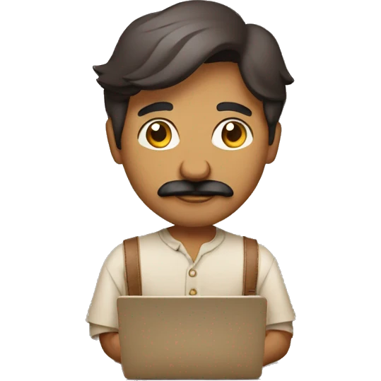 brown indian employ with mustach in casual dress with laptop emoji
