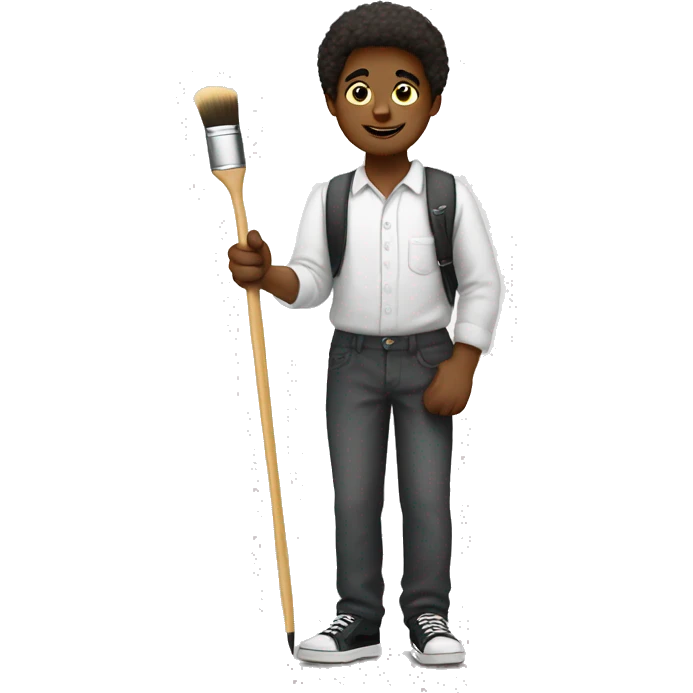 white schoolboy artist with brush emoji