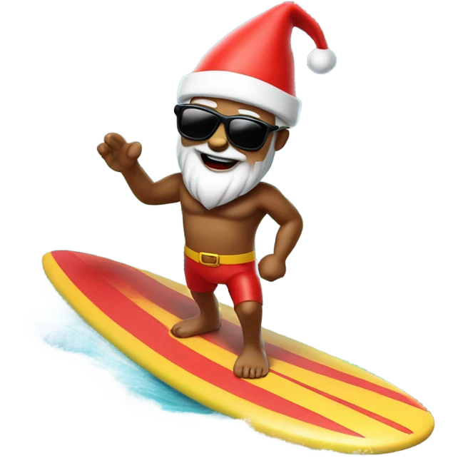 Santa on a surfboard  emoji