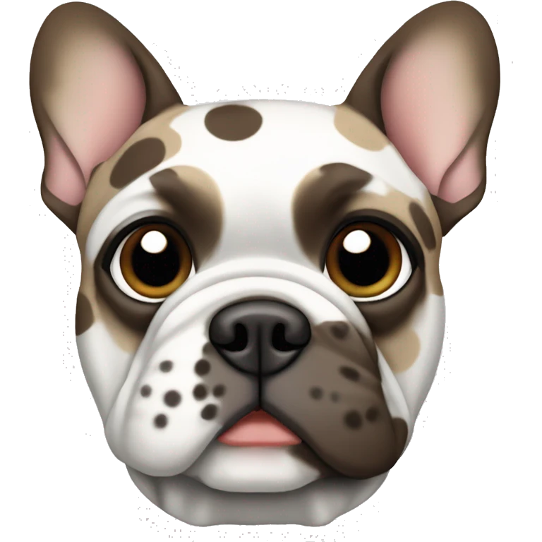 Light grey, tan, white and brown spotted/patch French bulldog emoji