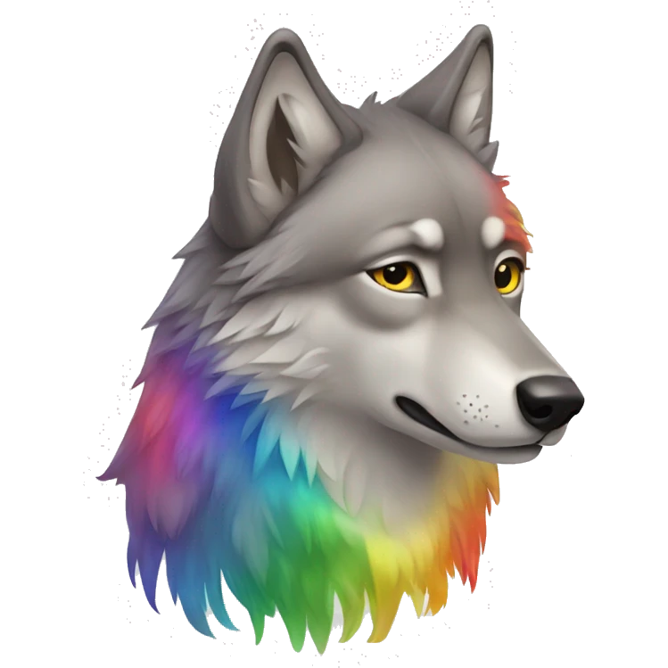 alpha male wolf with rainbows emoji