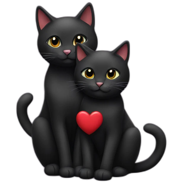 2 black cats in love emoji