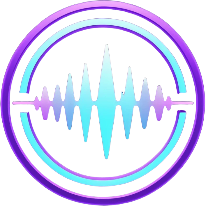 futuristic minimalistic logo icon, glowing soundwave and pulse symbol forming abstract circle, neon purple (#8B5CF6) and cyan (#00E0FF) light, representing NoizeGames team rhythm and creativity, dark background, no face, 1:1 aspect ratio emoji
