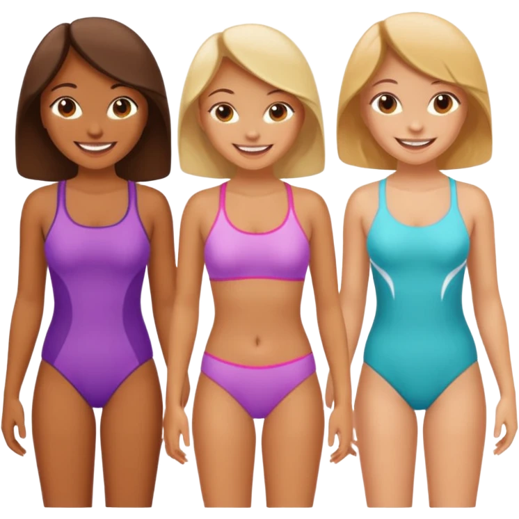 make three girls in bathing suits emoji