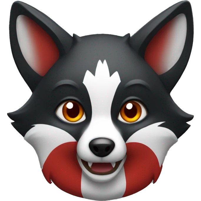 black fox with red and white accents emoji