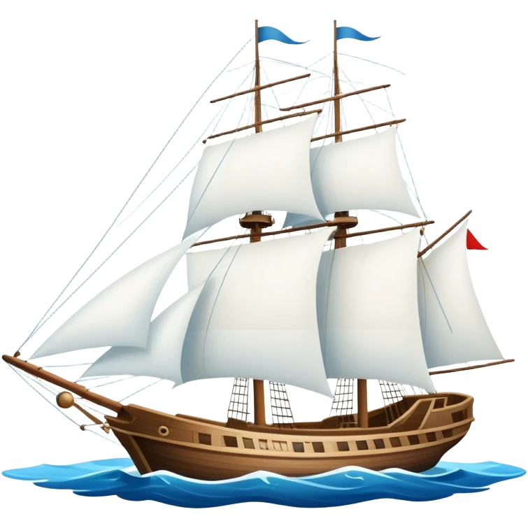 A sailing ship with large sails on the ocean emoji