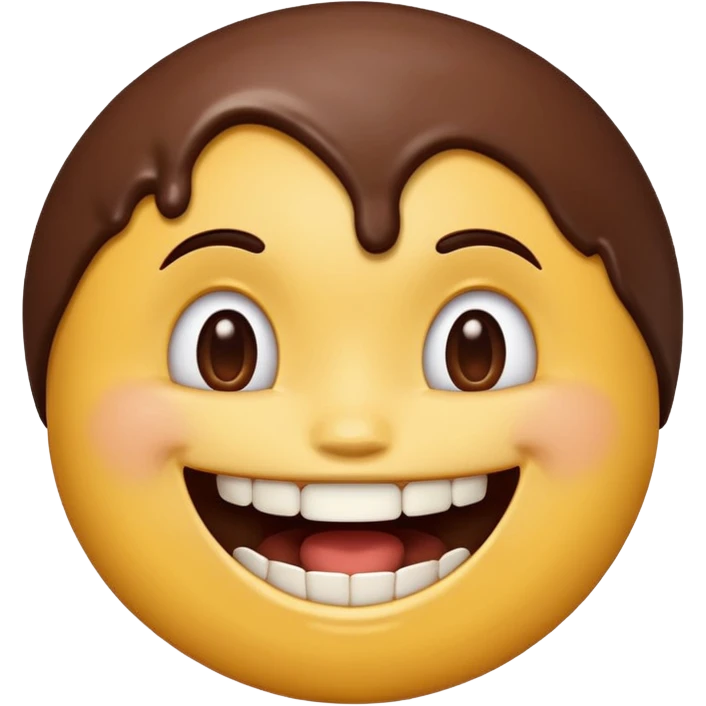 iPhone emoji face smiling with buckteeth that has chocolate on the teeth emoji