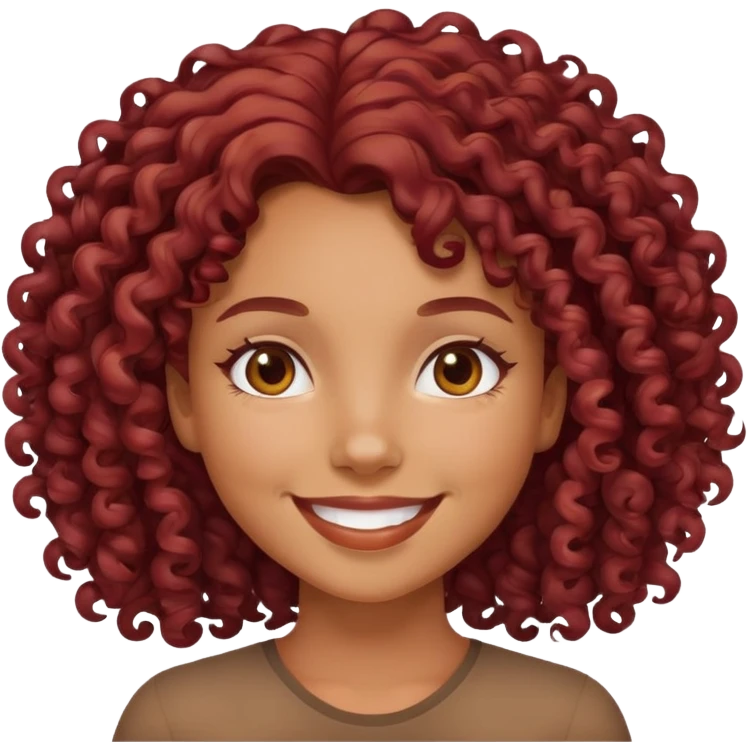 Tan girl with curly burgundy hair  emoji
