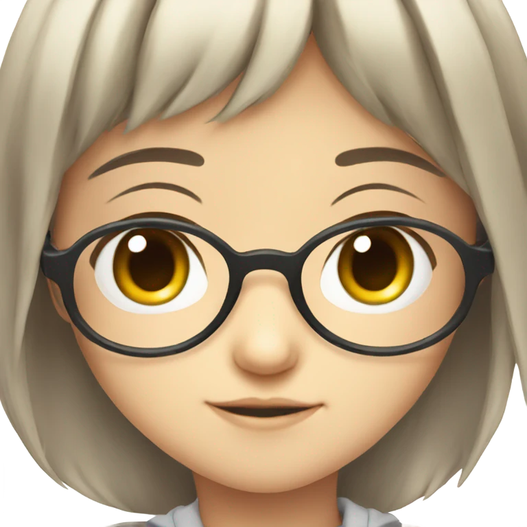 Little cute girl anime with glasses  emoji