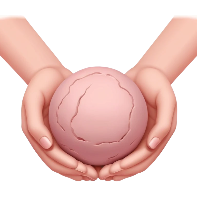two hands kneading a small pink ball of clay emoji