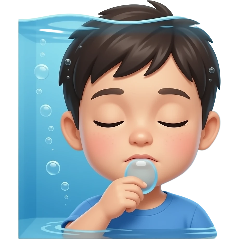 child holding breath with eyes closed under water emoji