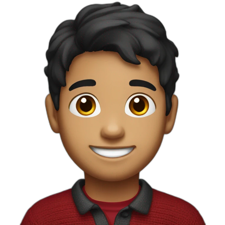 light skin smiling indian kid with black hair wearing a dark red sweater polo emoji