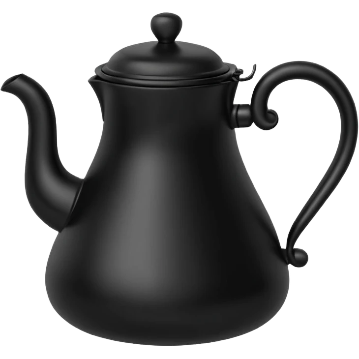 It’s got that round, bulbous base at the bottom, a curved handle on one side, and a slender neck that flares out a bit at the top. It’s all black, really smooth, and has that traditional Ethiopian coffee pot vibe emoji