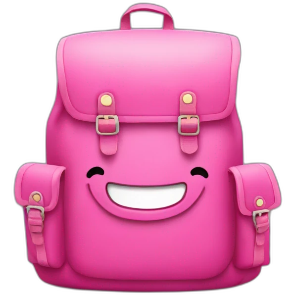 Pink bagpack with a smile emoji