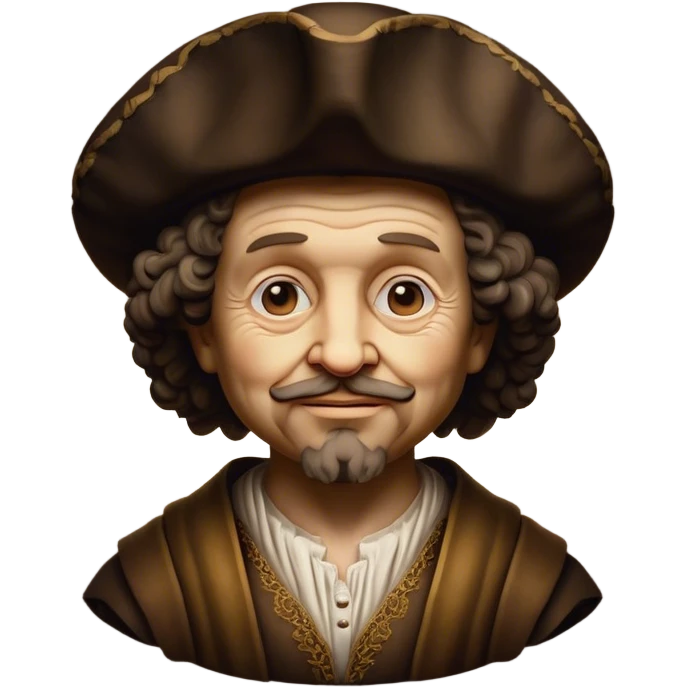 Cinematic Realistic Rembrandt Pop Culture Emoji, depicted with dramatic chiaroscuro reminiscent of the master, rendered with lifelike detail and moody historic lighting. emoji
