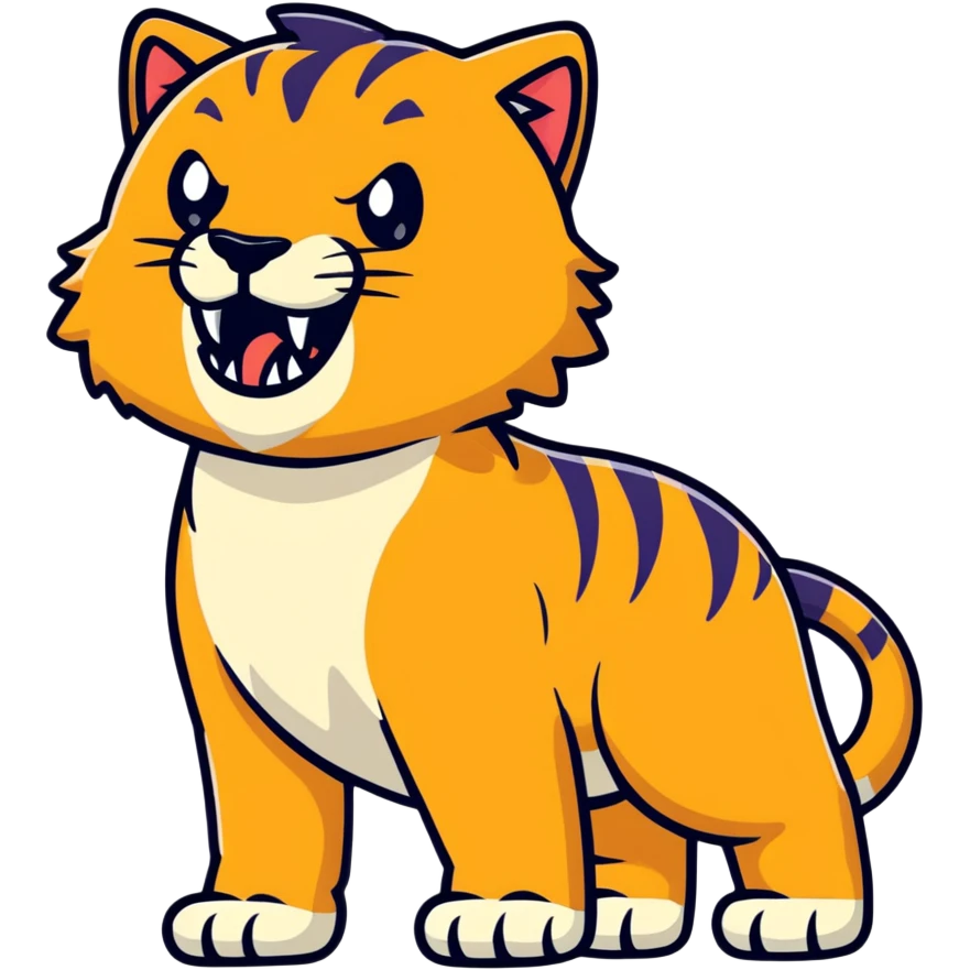 saber-toothed cat with massive, dramatically elongated canine teeth that extend well below the chin emoji