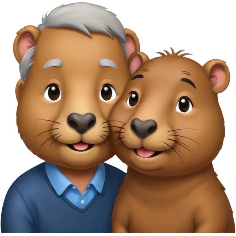 Capybara kissing grandpa emoji