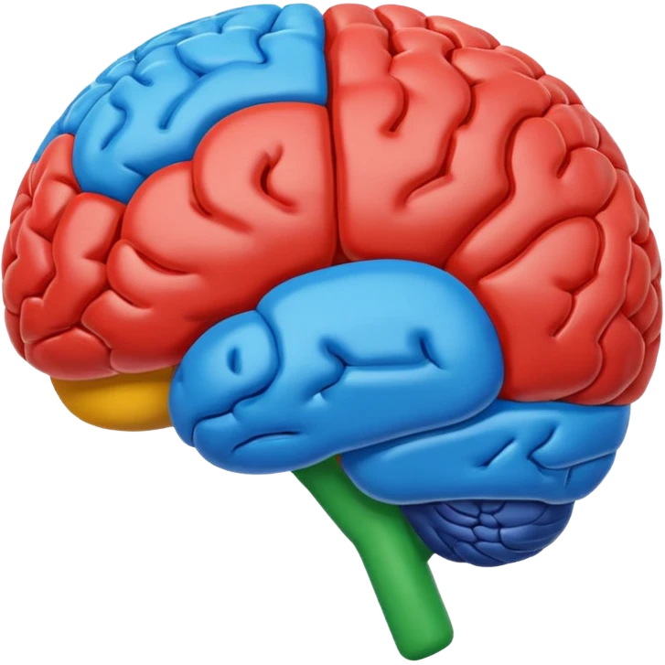 brain emoji inspired by Google’s branding, using blue red yellow and green, modern and friendly emoji