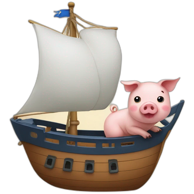 Pig sailing a ship emoji