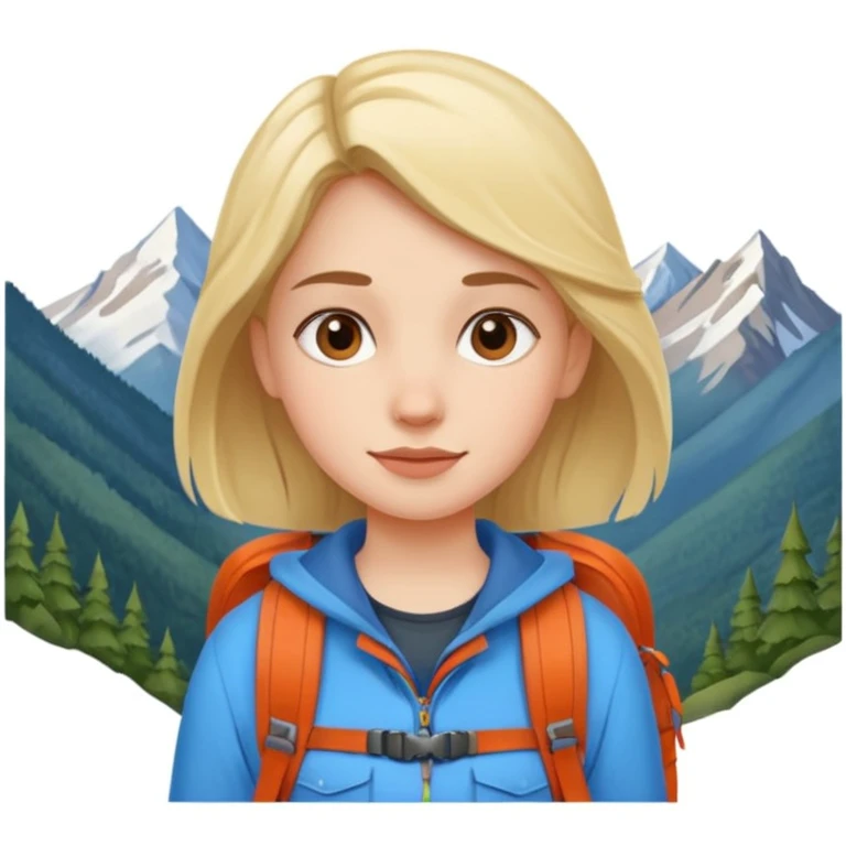 girl back packing mountains background  emoji